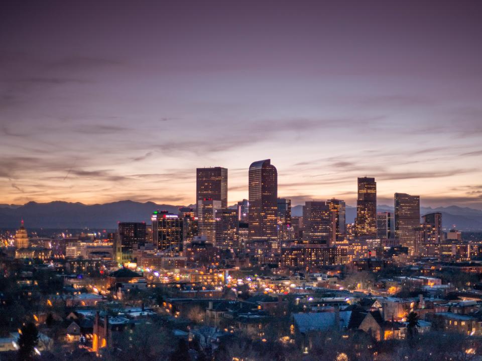 Nighttime skyline of Denver, Colorado