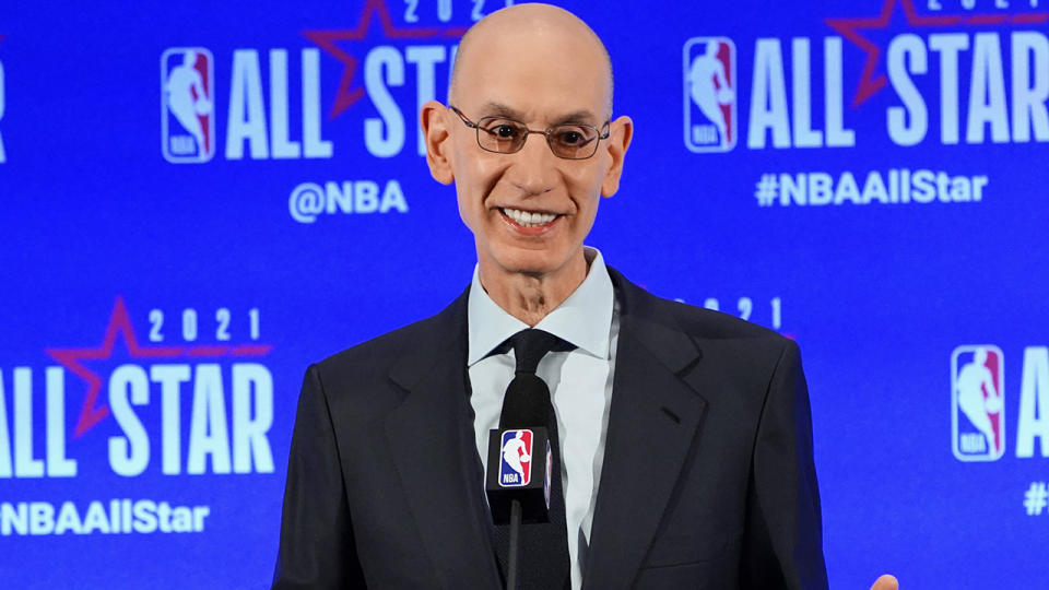 NBA commissioner Adam Silver says he's optimistic about the take-up of the coronavirus vaccine among NBA players and staff. (Photo by Jesse D. Garrabrant/NBAE via Getty Images)