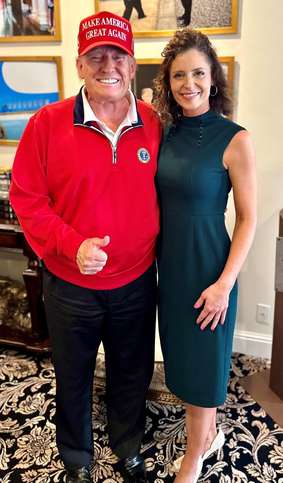 Former President Donald Trump endorsed Louisiana Republican Congresswoman Julia Letlow after a meeting Wednesday at his Mar-a-Lago resort. The photo was taken after the meeting and submitted by Letlow's staff.