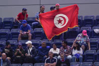 Tennis fans cheer on Ons Jabeur, of Tunisia, against Ajla Tomljanovic, of Austrailia, during the quarterfinals of the U.S. Open tennis championships, Tuesday, Sept. 6, 2022, in New York. (AP Photo/Seth Wenig)