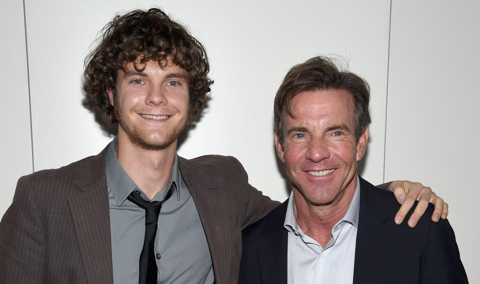 Jack Quaid and Dennis Quaid attend a 2015 film premiere in New York City. (Photo: Getty Images)