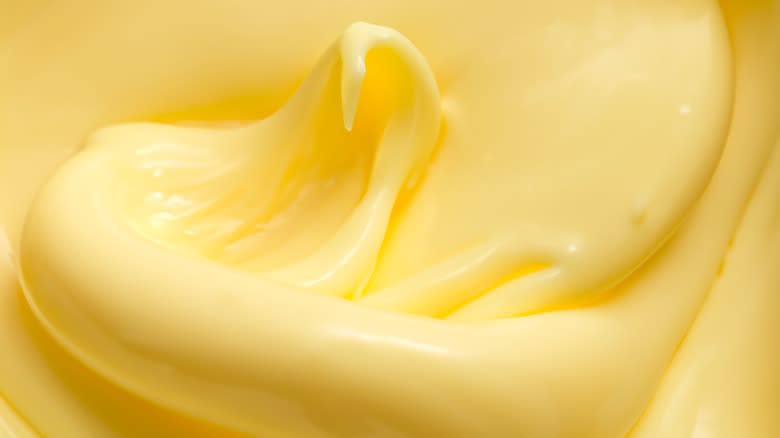 close up of softened butter