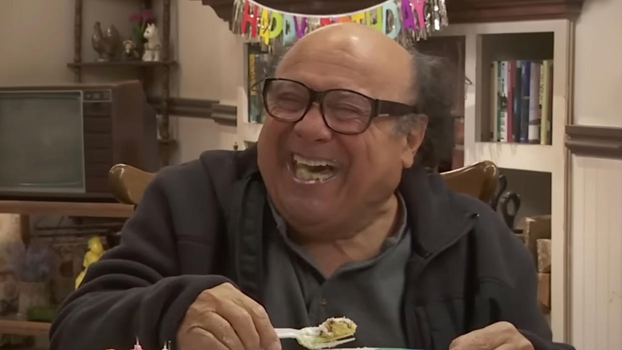  Screenshot of Danny DeVito laughing during It's Always Sunny In Philadelphia Outtake. 