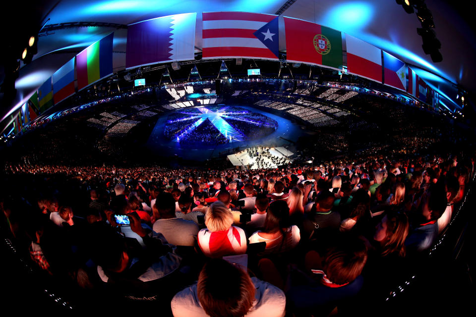 A general view of the performance during the Closing Ceremony on Day 16 of the London 2012 Olympic Games at Olympic Stadium on August 12, 2012 in London, England. (Photo by Feng Li/Getty Images)