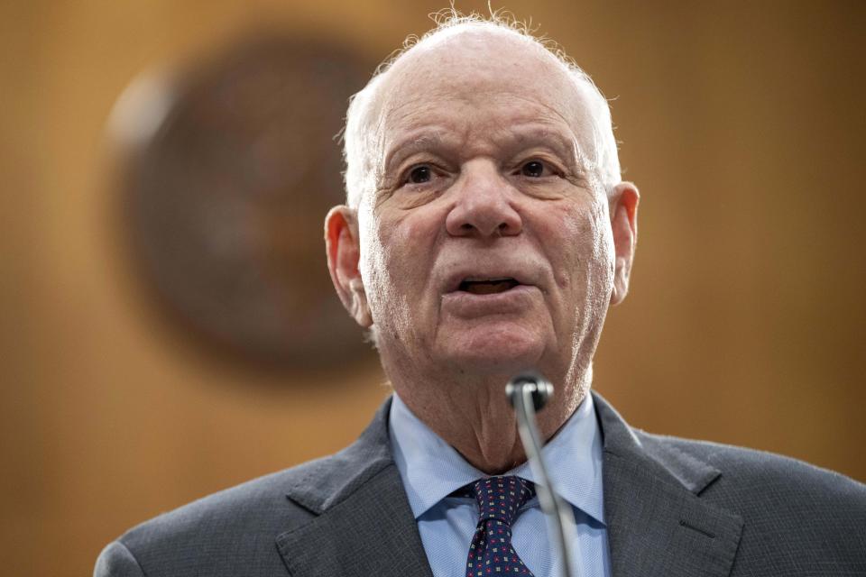 Sen. Ben Cardin, D-Md., Chair of the Senate Foreign Relations Committee, speaks during an event calling for the immediate release of Vladimir Kara-Murza, a Russian opposition leader and journalist imprisoned by the Russian government, Tuesday, April 9, 2024, on Capitol Hill in Washington. (AP Photo/Jacquelyn Martin)