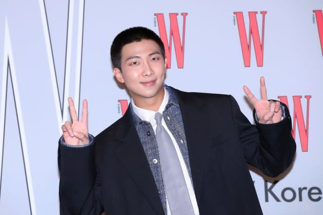 RM of boy band BTS at "Love Your W" photo call at Four Seasons Hotel on November 24, 2023 in Seoul, South Korea.  - Credit: Han Myung-Gu/WireImage