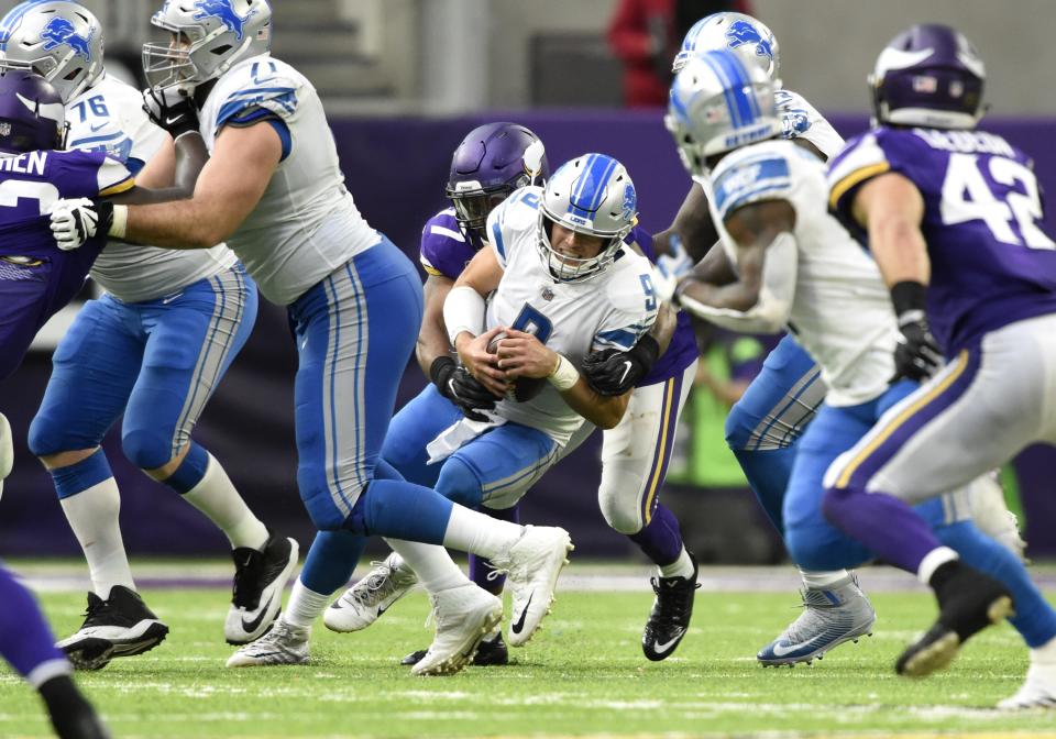 Detroit Lions quarterback Matthew Stafford might suffer in Week 2, thanks to sub-optimal offensive line play. (Photo by Hannah Foslien/Getty Images)