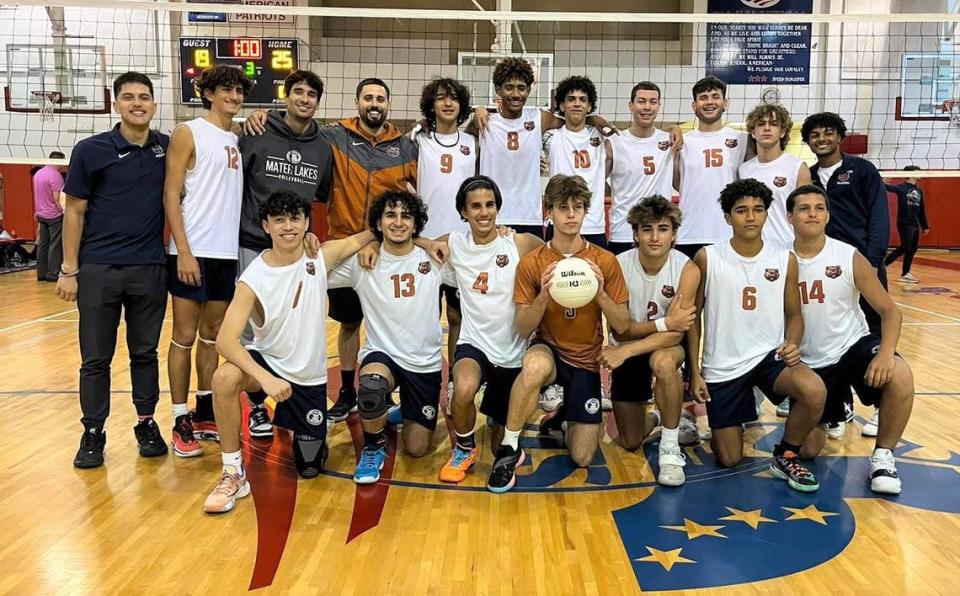 The Mater Lakes Academy boys’ volleyball team won a district title.