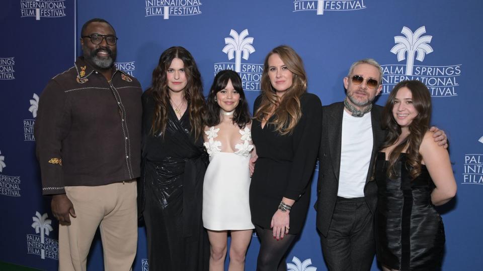 Bashir Salahuddin, Jade Halley Bartlett, Jenna Ortega, Mary-Margaret Kunze, Martin Freeman and Gideon Adlon at Miller's Girl premiere