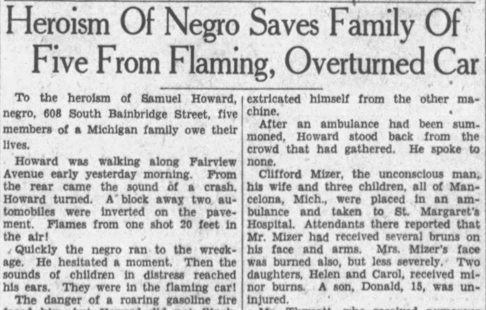 In 1934, Black Montgomery resident Samuel Howard rescued a family of five from a flaming car.