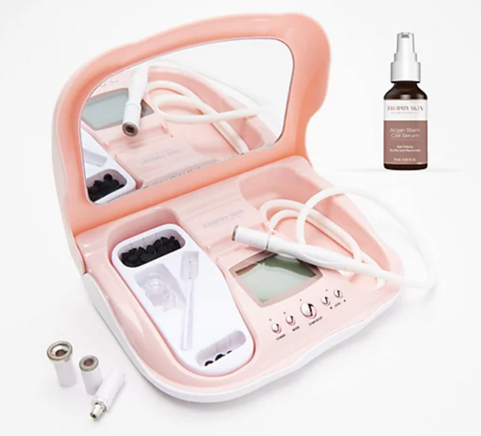 Pretty in pink, but this kit also comes in white and aqua—magical skin serum included.