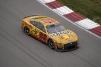 Joey Logano (22) drives during a NASCAR Cup Series auto race at World Wide Technology Raceway, Sunday, June 4, 2023, in Madison, Ill. (AP Photo/Jeff Roberson)