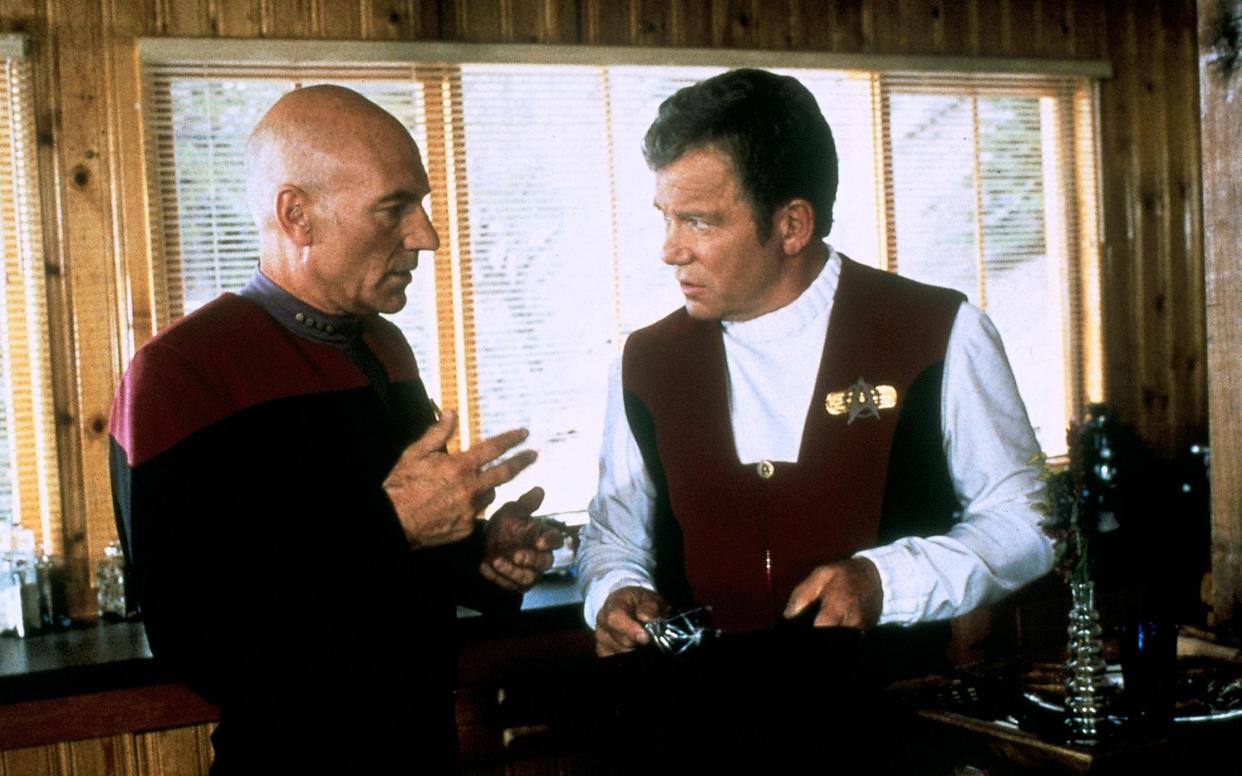 Captains: Patrick Stewart as Picard and William Shatner as Kirk - Alamy