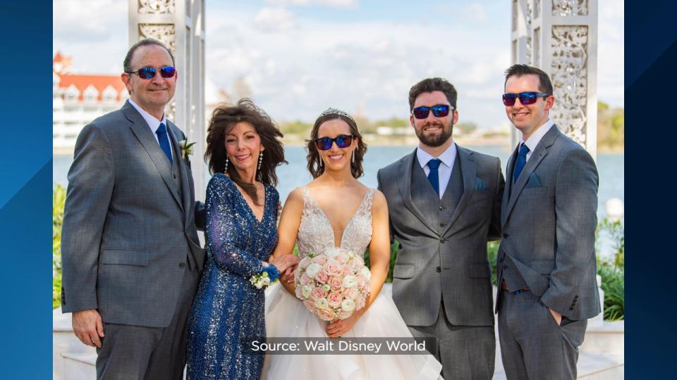Kristin Robinson donned special glasses that allow the colorblind to see the world in color before her dream wedding at Walt Disney World.