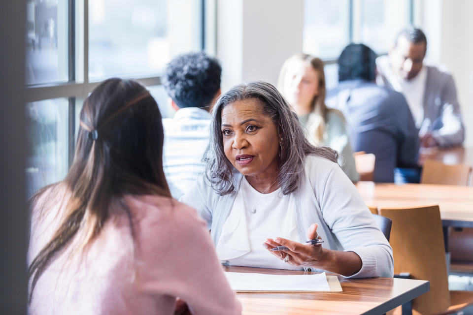 Senior talking to a therapist