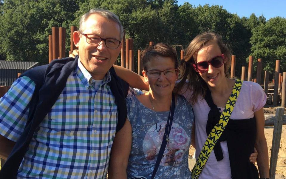 'Her head was always running and talking': Esther Beukema, right, with her parents Rob and Ellen