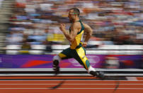 South Africa's Oscar Pistorius competes during round 1 of the men's 400m heats at the London 2012 Olympic Games at the Olympic Stadium August 4, 2012. REUTERS/Phil Noble (BRITAIN - Tags: SPORT ATHLETICS OLYMPICS) - RTR36345