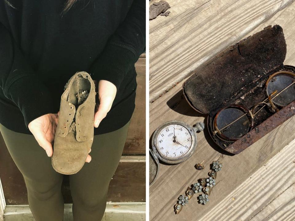 The couple found items left behind by previous occupants during their renovation.