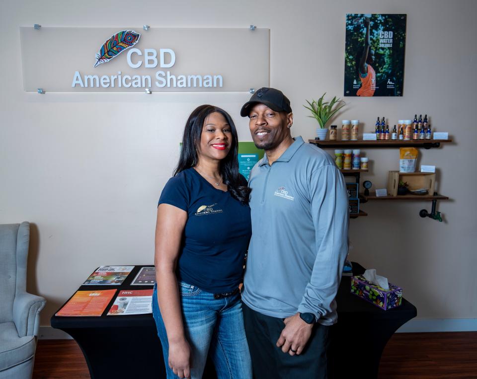 Jennifer and Terry Robinson have owned CBD American Shaman Menomonee Falls for five years. They sell delta-8 and other hemp-extracted products. Jovanny Hernandez / Milwaukee Journal Sentinel