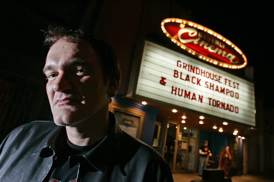 Motion Picture director Quentin Tarantino is photographed at the New Beverly Theater in West Los Angeles where he is curating a two month showing of "Grindhouse" genre movies, Tuesday, February 17, 2007.  (Photo by Robert Gauthier/Los Angeles Times via Getty Images)