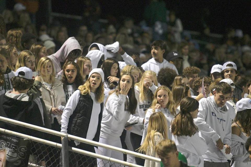 Fans crowd the stands Friday night, Nov. 26, 2021, as Beaufort High School’s Eagles win the Lower State Championship over West Florence to move to the state championship game on Thursday. “I have never experienced a high school game of that magnitude,” said Lori Howell, whose son plays defense. “The community definitely showed up for this team.”