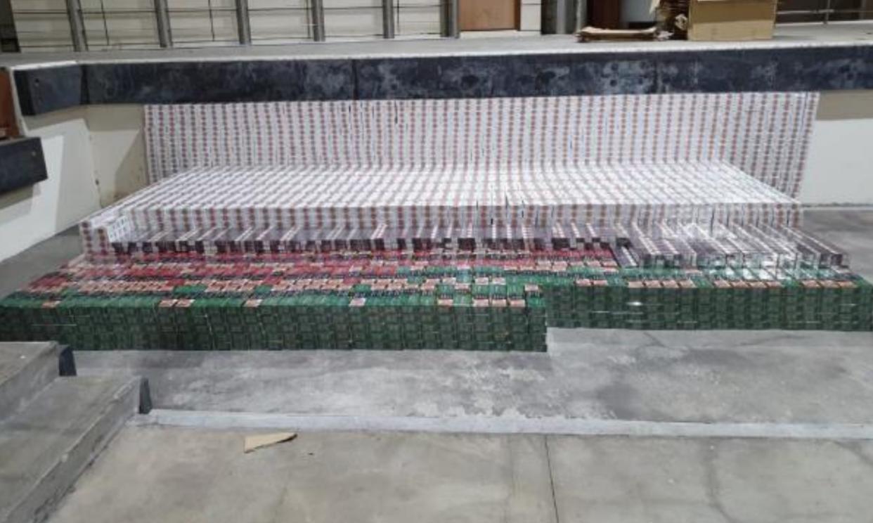 A total of 5,026 cartons and 10 packets of duty-unpaid cigarettes were uncovered. (Photo: Immigration and Checkpoints Authority)