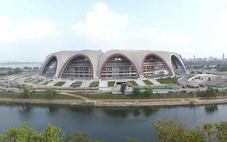 General view of the May Day Stadium undergoing remodeling in this undated photo released June 20, 2014. REUTERS/KCNA