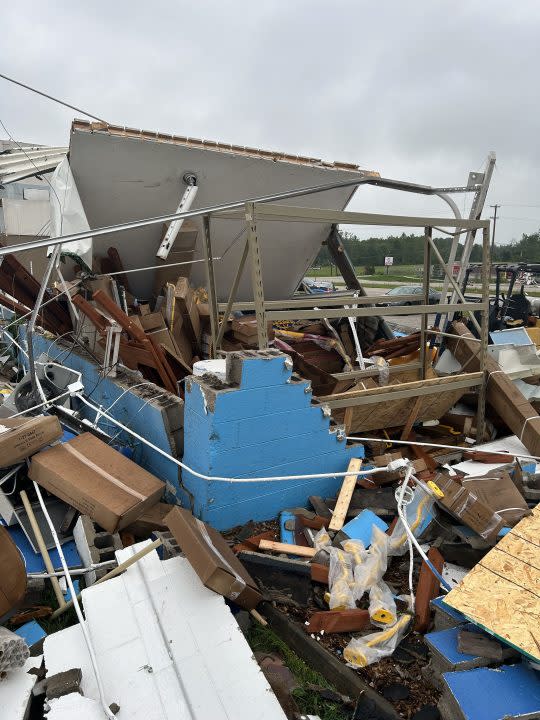 The damage to Backyard Fun Zone after the Aug. 24, 2023 storm. (Courtesy Tracie Lampe)