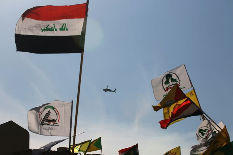 Des partisans du mouvement irakien Hachd al-Chaabi manifestent à Bagdad contre les Etats-Unis, le 1er janvier 2020