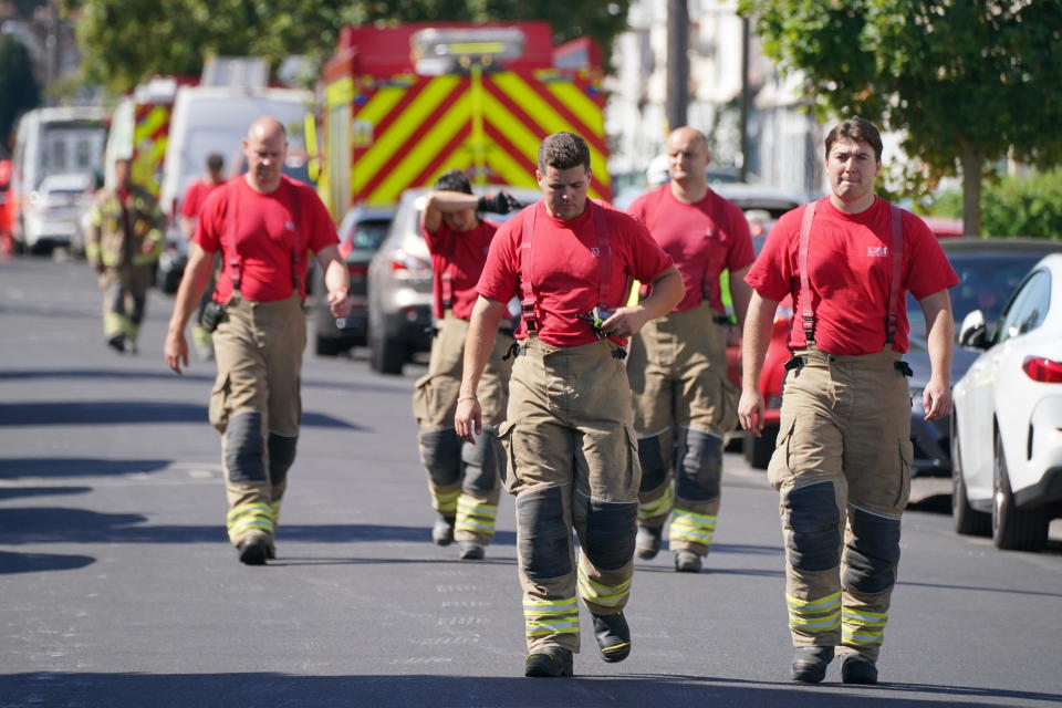 The London Fire Brigade at the scene. (PA)