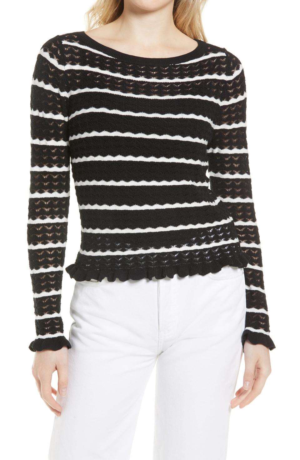 Halogen Boatneck Pointelle Sweater