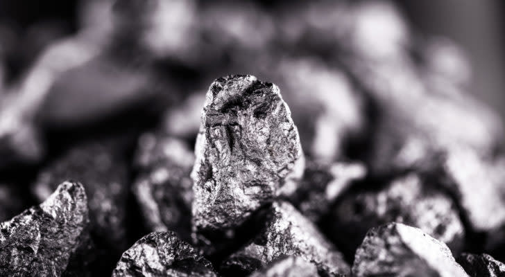 close-up of a small rock of aluminum ore