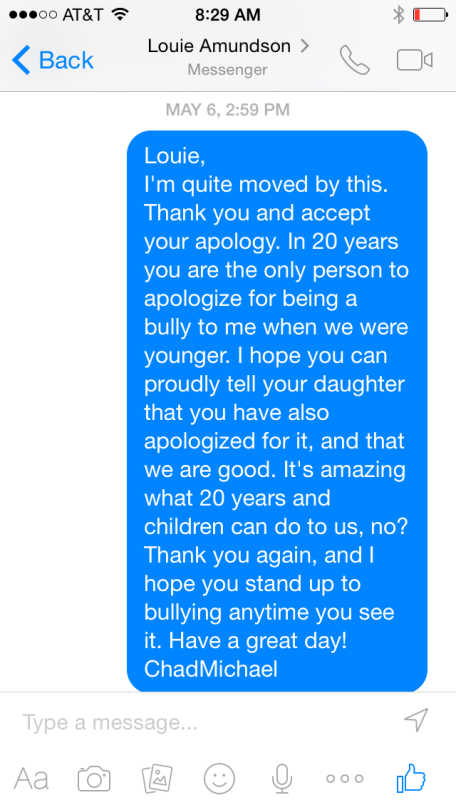 Morrisette’s response to his junior high school bully’s apology. Photo from Yahoo