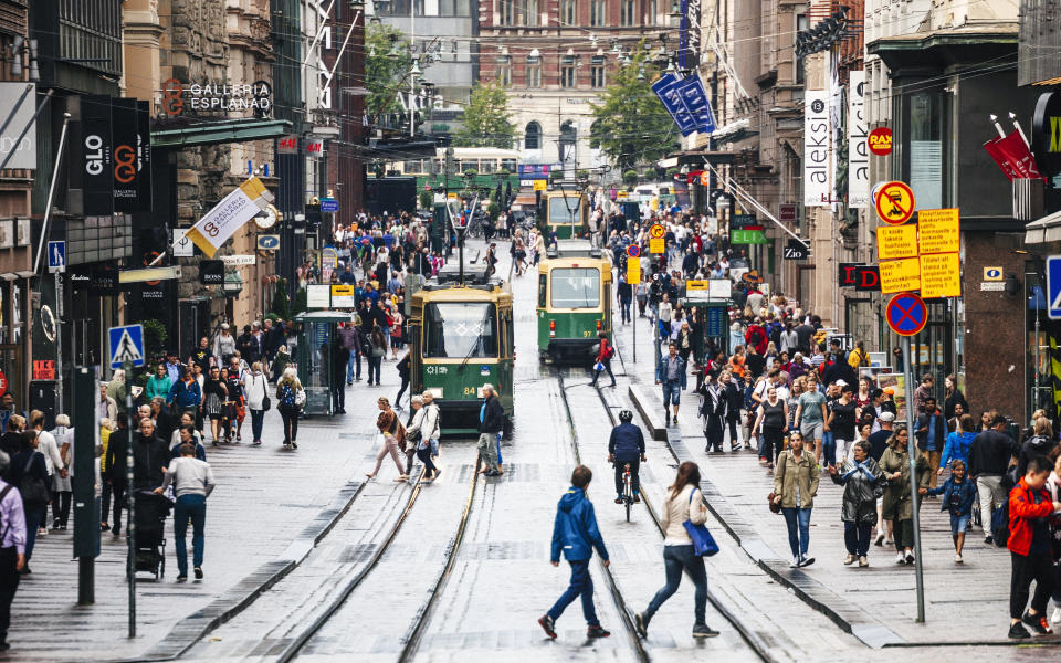 A street in the center of Helsinki, Finland. More than half of the country's homeless people live in the city. (Photo: peeterv via Getty Images)