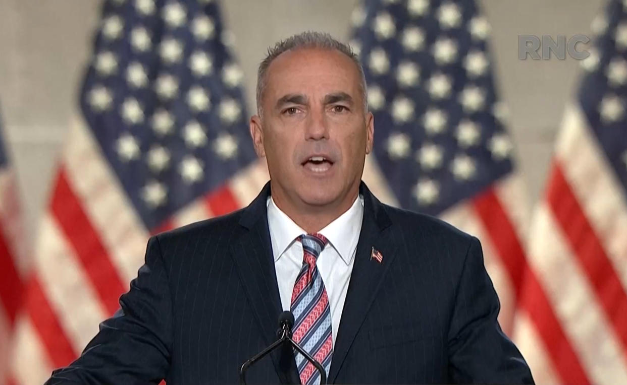 Andrew Pollack speaks during the virtual Republican National Convention on August 24, 2020. (via Reuters TV)