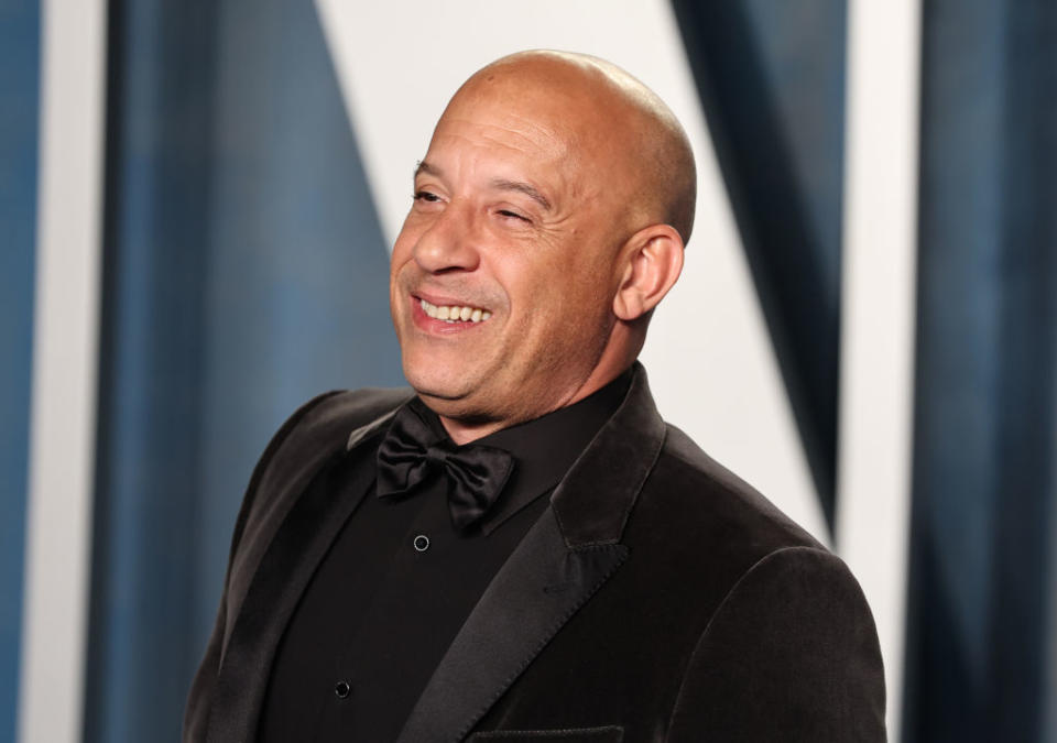 Vin Diesel has taken the 'world's hottest bald man' crown, pictured in March 2022. (Getty Images)