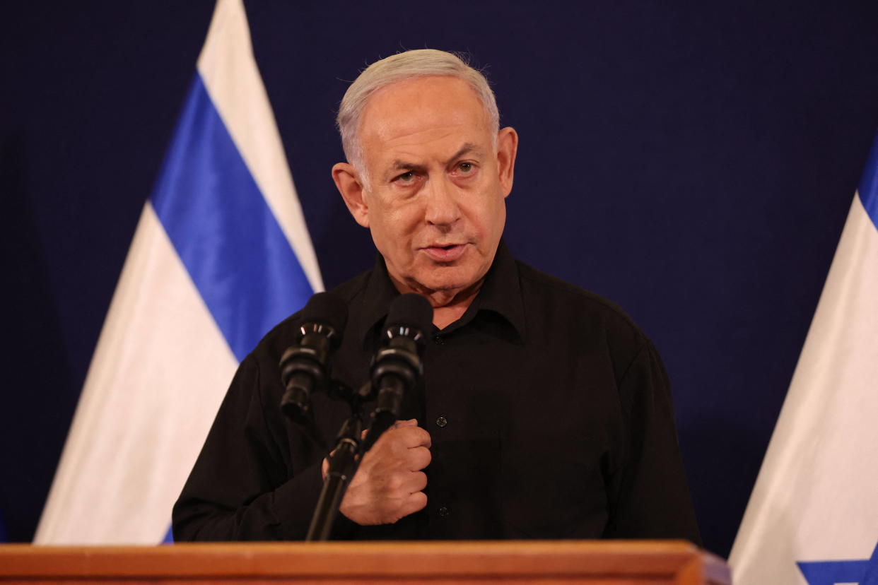 Benjamin Netanyahu -ici en octobre 2023- promet de protéger les civils de Rafah en les exfiltrant plus au nord.