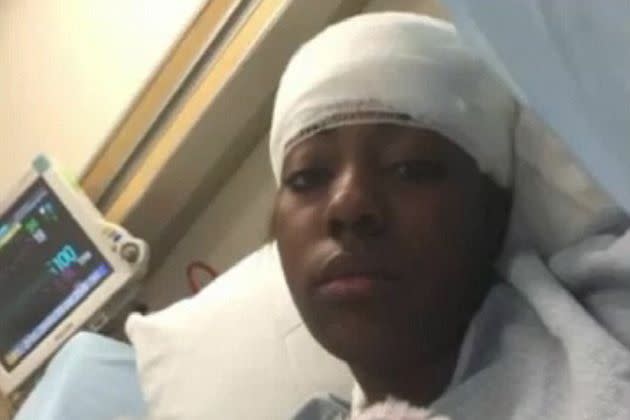 Danieel Buchanan in hospital after a pot brownie. Photo by YouTube.