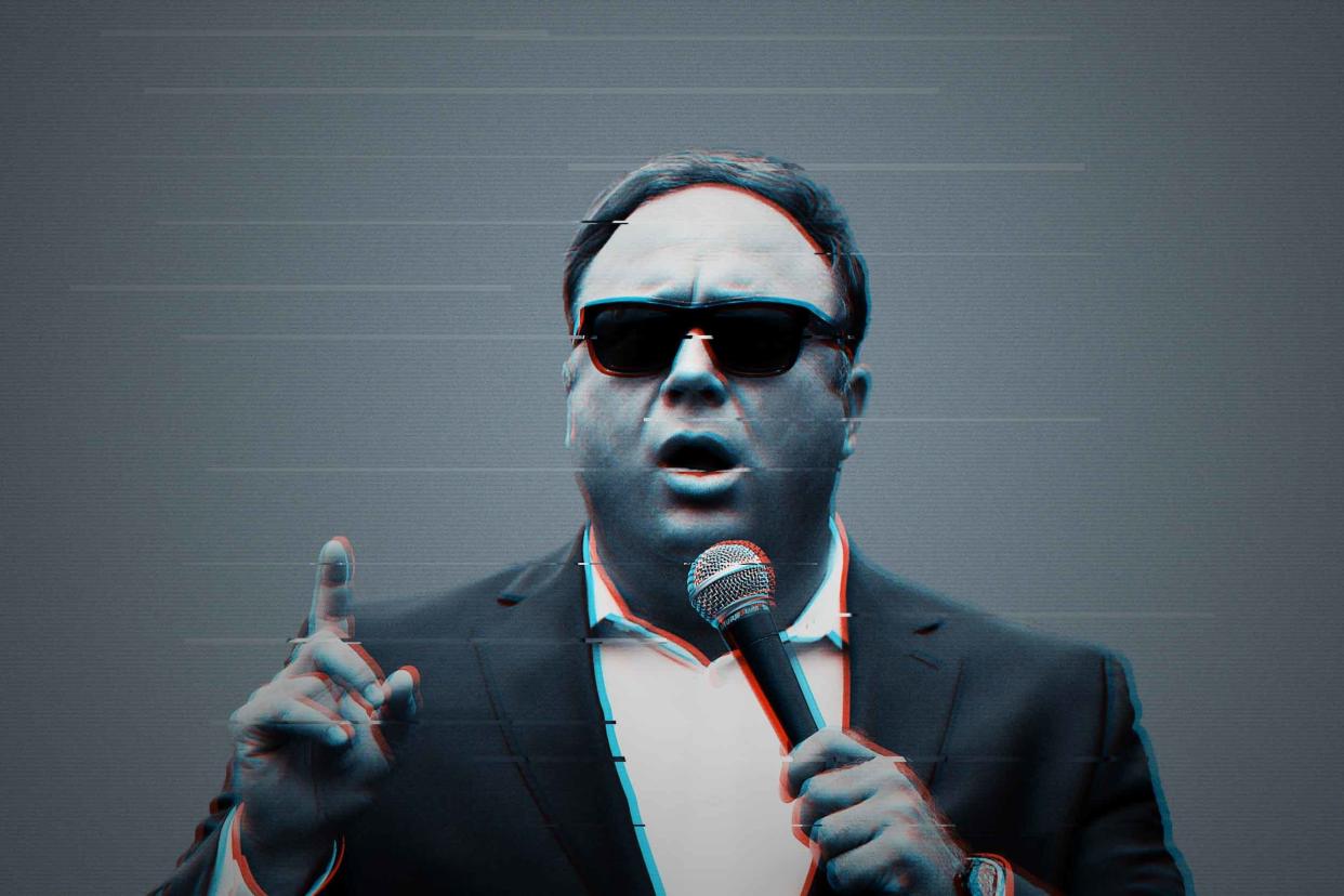 Alex Jones may soon learn that maligning the parents of dead children comes with serious consequences. (Photo: HuffPost Illustration/Reuters)