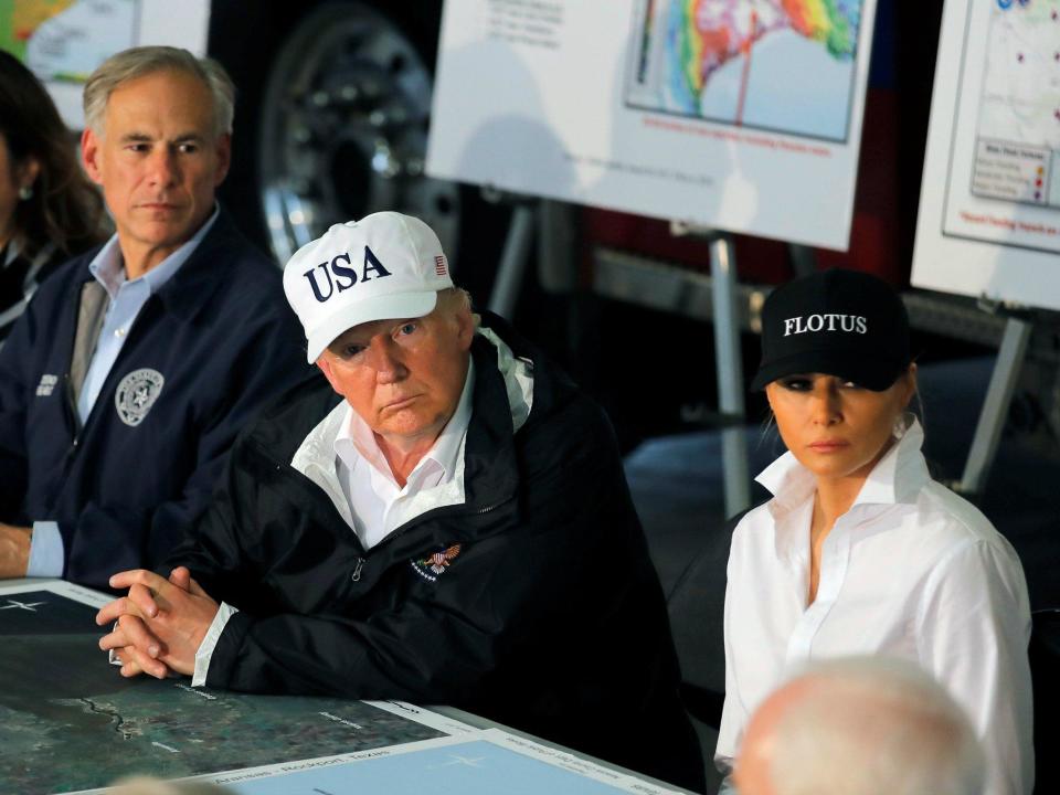 Trump arrives in Texas to reassure Harvey victims and marvel at crowd sizes