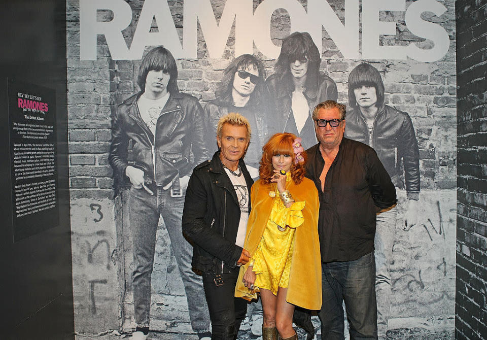 “Hey! Ho! Let’s Go: Ramones and the Birth of Punk” will run at the Grammy Museum through February 2017. (Pictured: Billy Idol, Linda Ramone, Steve Jones. Photo: Getty Images)