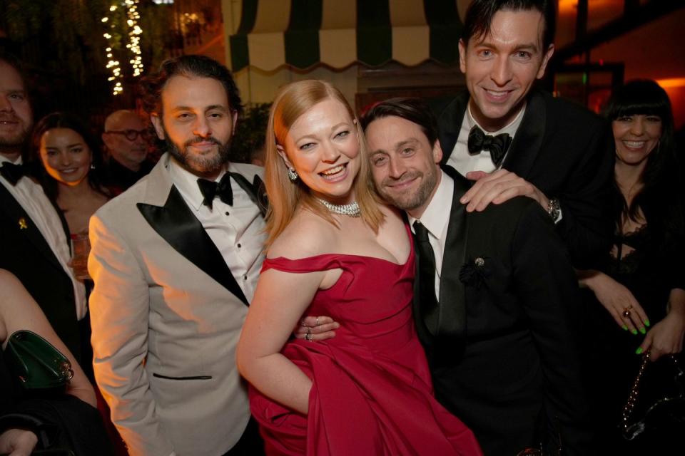 arian moayed, sarah snook, kieran culkin, and nicholas braun at hbo max post emmys reception and party