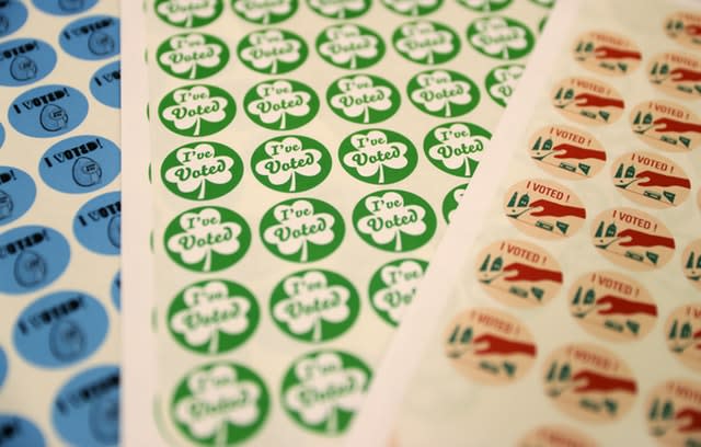 ‘I’ve Voted’ stickers at a polling station in Dublin 