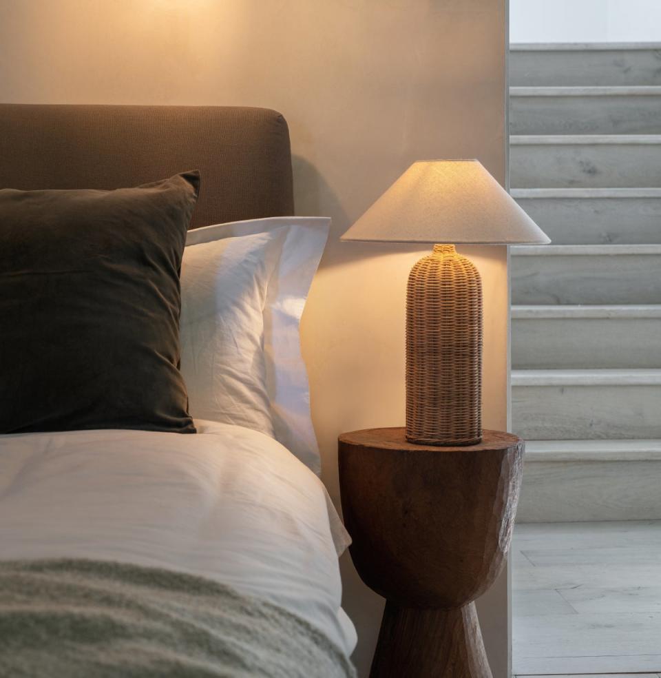 The Ensia rattan-based table lamp gives a room a warm and tranquil light (lights&lamps)