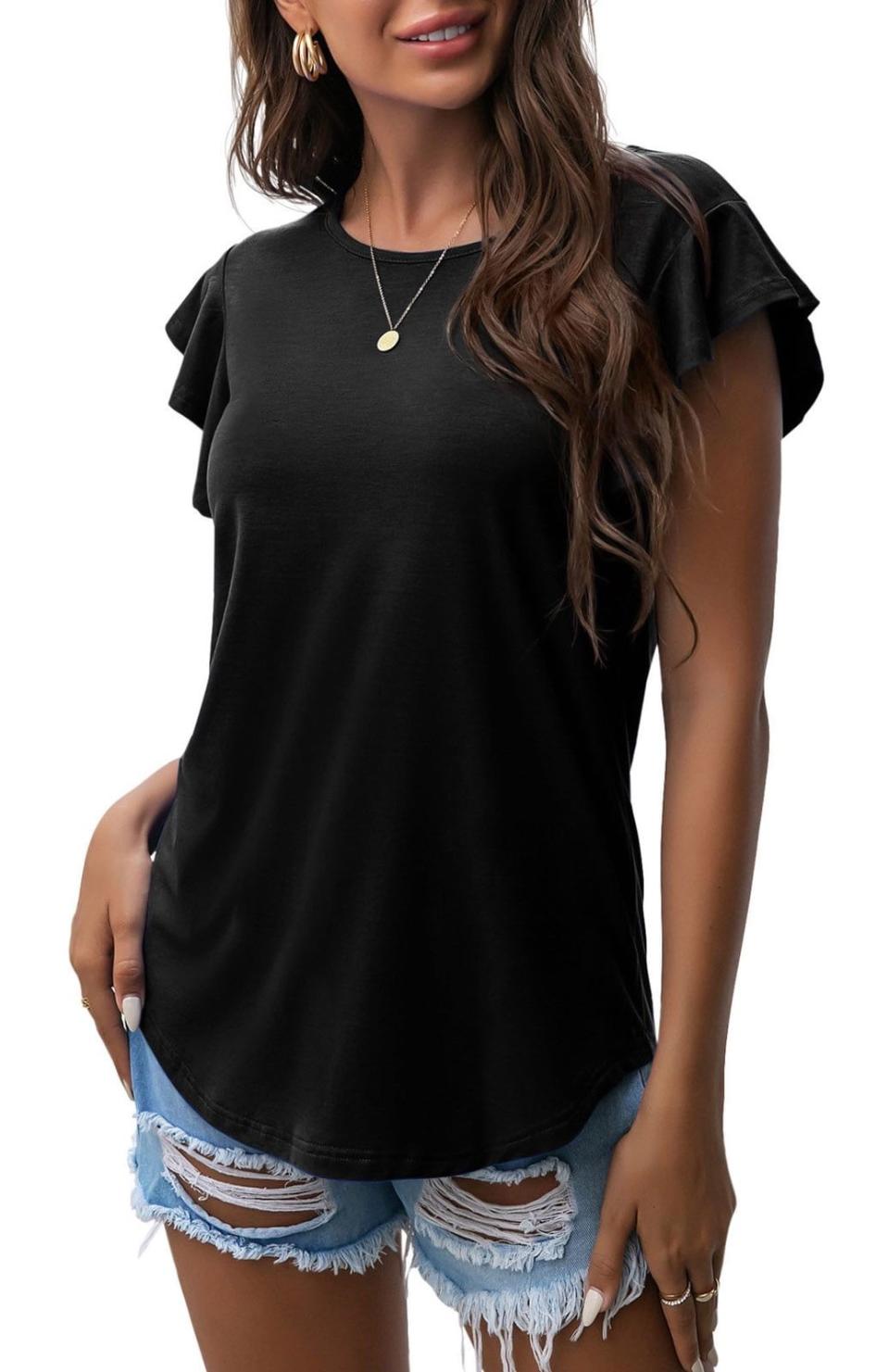 <p><a href="https://go.redirectingat.com?id=74968X1596630&url=https%3A%2F%2Fwww.walmart.com%2Fip%2FJWD-Summer-Ruffle-Short-Sleeve-Knit-Tunic-Tops-Shirts-Tank-Tee-Blouse%2F388474043&sref=https%3A%2F%2F" rel="nofollow noopener" target="_blank" data-ylk="slk:Shop Now;elm:context_link;itc:0;sec:content-canvas" class="link ">Shop Now</a></p><p>Summer Ruffle Short Sleeve Knit Tunic Top</p><p>walmart.com</p><p>$12.96</p>