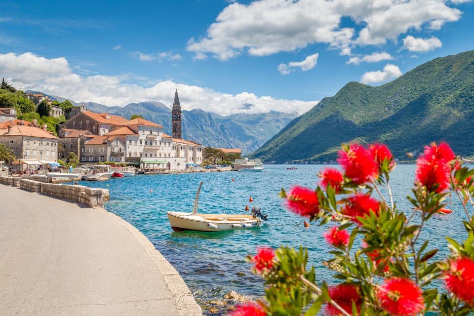 historic town of perast at bay of kotor in summer, montenegro