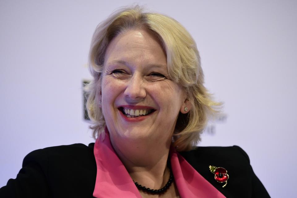 Virgin Money CEO Jayne-Anne Gadhia addresses delegates at the annual Confederation of British Industry (CBI) conference in central London, on November 9, 2015.  Britain can survive outside the European Union, Prime Minister David Cameron said at the CBI conference, as he denied he was planning to campaign for Britain to stay in the EU regardless of the outcome of reform talks.   AFP PHOTO / LEON NEAL        (Photo credit should read LEON NEAL/AFP via Getty Images)