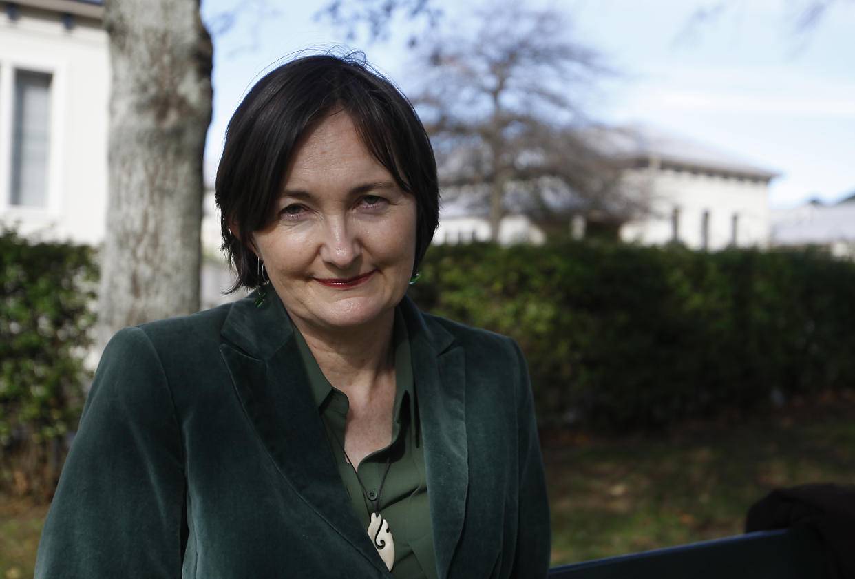 University of Canterbury Professor Anne-Marie Brady poses for a picture taken on Monday, May 21, 2018, in Wellington, New Zealand. Brady said her Twitter account was temporarily restricted after she mocked China President Xi Jinping. (AP Photo/Nick Perry)