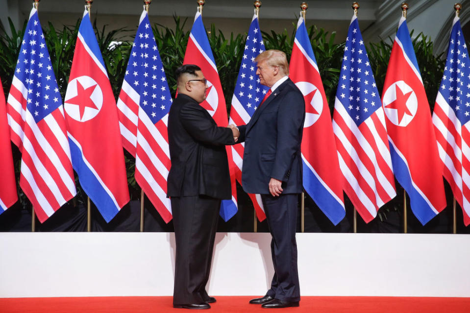 U.S. President Trump meets North Korean leader Kim Jong-un during landmark summit in Singapore