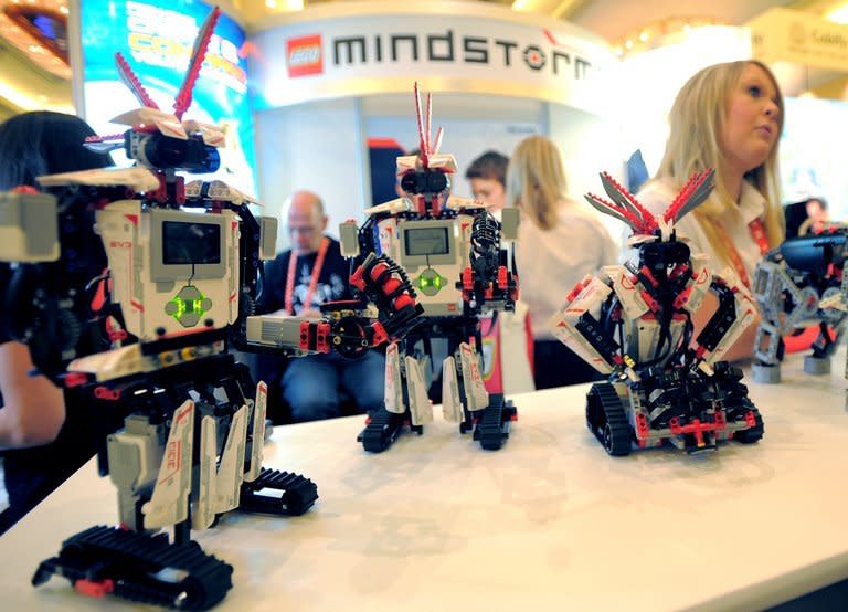 Smart device-controlled toy robots are displayed at the International CES at the Las Vegas Convention Center on January 9, 2013. Tactile screens make it a lot easier for kids to go mobile, but some experts worry about prolonged exposure to these devices